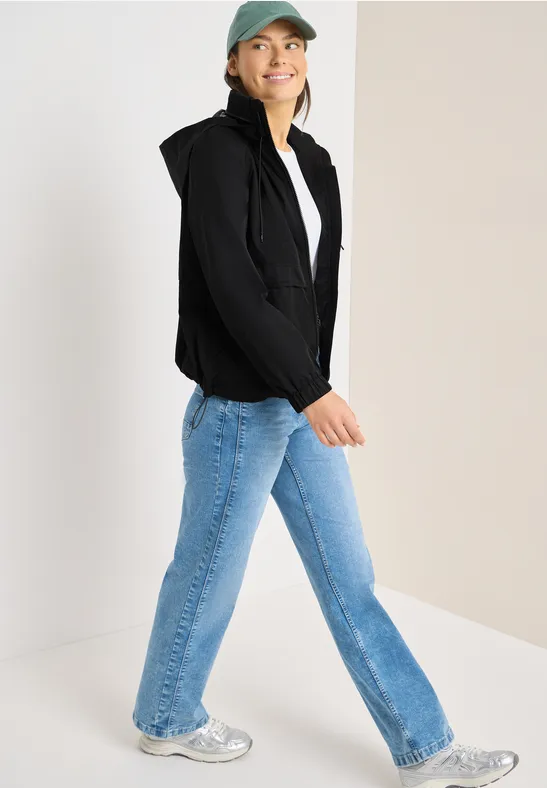 Thumbnail - Cecil Damen Jacke mit verstaubarer Kapuze in Schwarz, Gr: XL