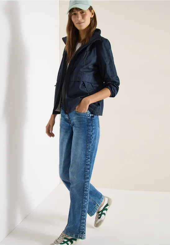 Thumbnail - Cecil Damen Jacke mit verstaubarer Kapuze in Blau, Gr: M