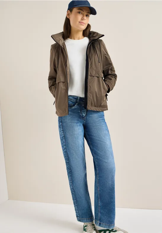 Thumbnail - Cecil Damen Jacke mit verstaubarer Kapuze in Braun, Gr: M