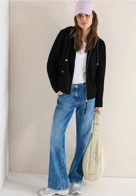 Thumbnail - Cecil Damen Hoodie Jacke in Woll-Optik in Schwarz, Gr: S