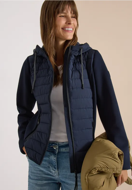 Scuba Jacke mit Strukturmix und Kapuze
