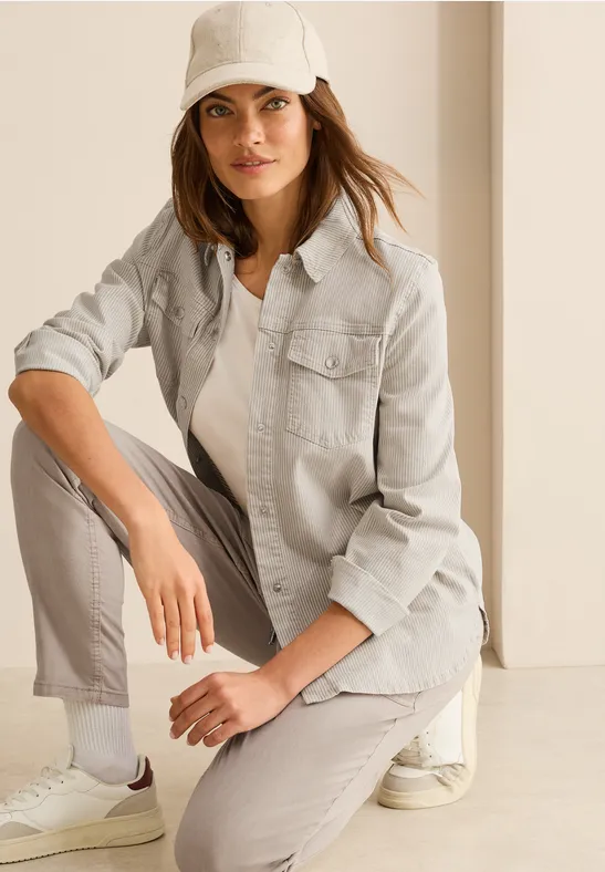 cecil Overshirt Denim Hemdkragen Baumwolle-Esasthan Beige