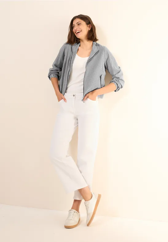 Thumbnail - Cecil Damen Kurze Seersucker Jacke in Blau, Gr: XXL