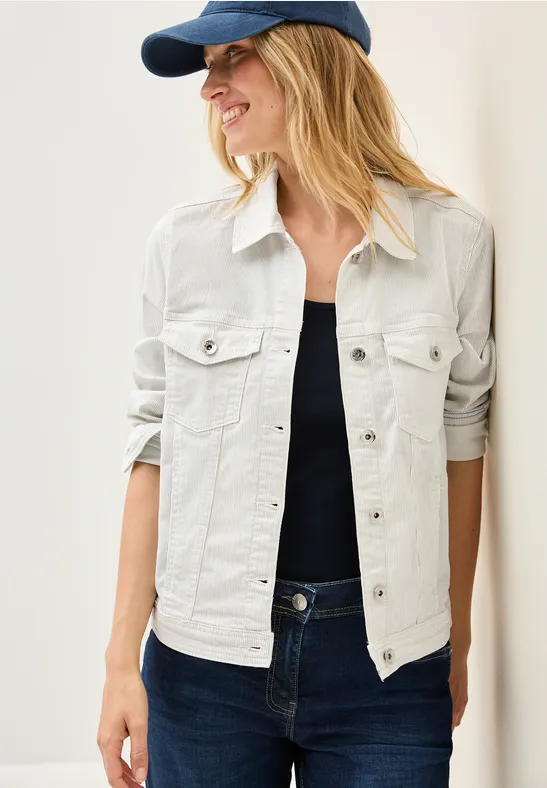 Thumbnail - Cecil Damen Gestreifte Jacke in Grau, Gr: M