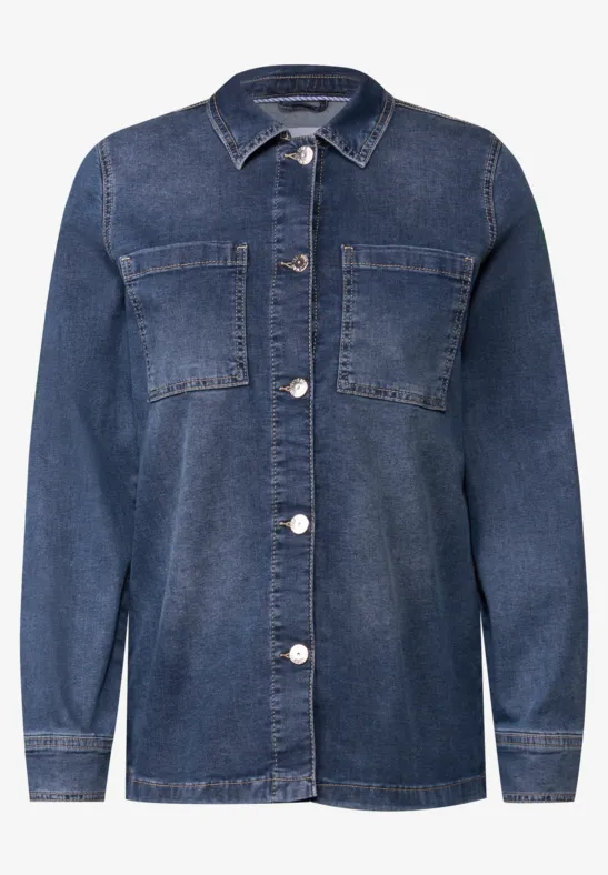 Thumbnail - Cecil Damen Denim Overshirt in Blau, Gr: XS