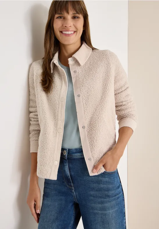 Teddy-Jacke mit Corddetails günstig online kaufen