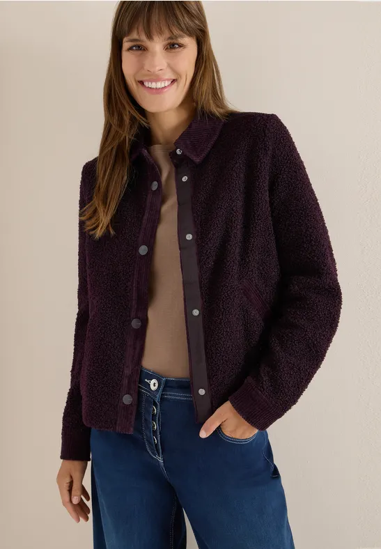 Teddy-Jacke mit Corddetails günstig online kaufen