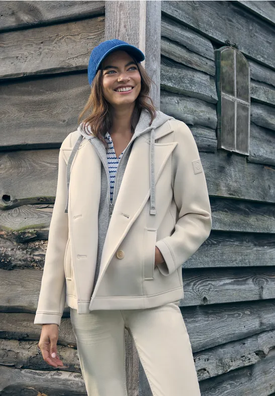 cecil Trenchcoat Scuba Sportiv Kapuze Polyester Beige