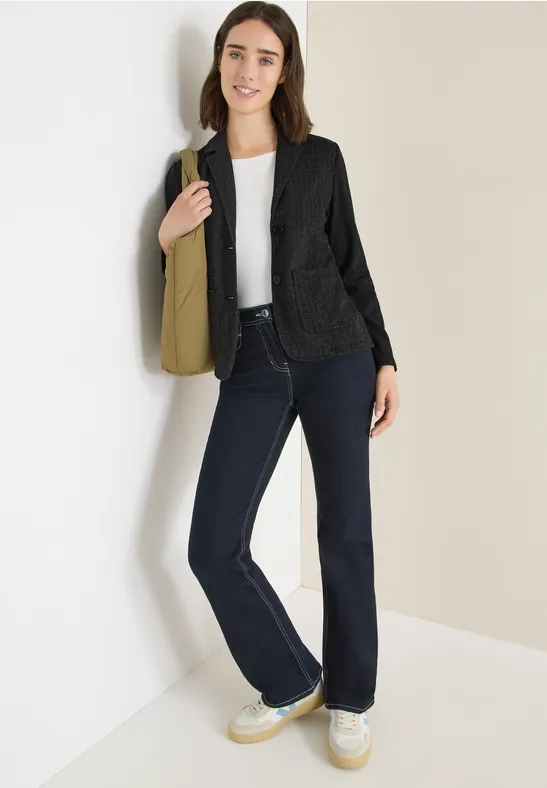 Thumbnail - Cecil Damen Herringbone Blazer in Schwarz, Gr: XS