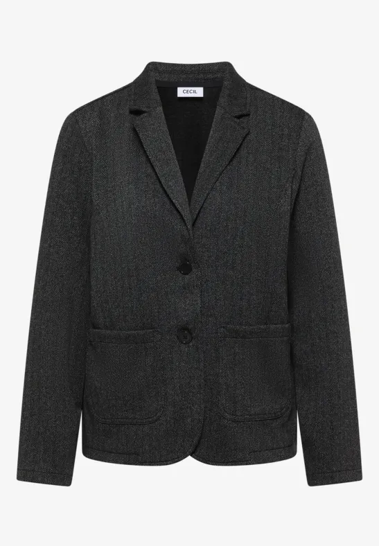 Thumbnail - Cecil Damen Herringbone Blazer in Schwarz, Gr: XS