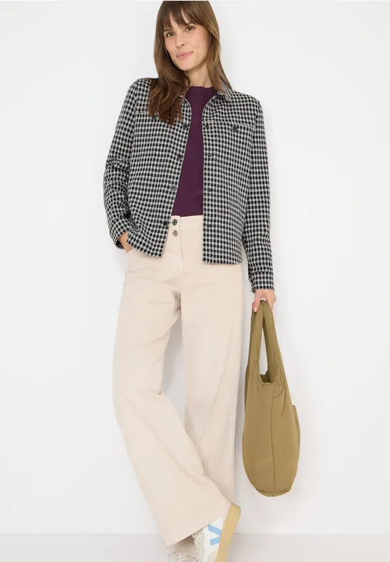 Thumbnail - Cecil Damen Jacquard Check Indoor Jacke in Schwarz, Gr: L