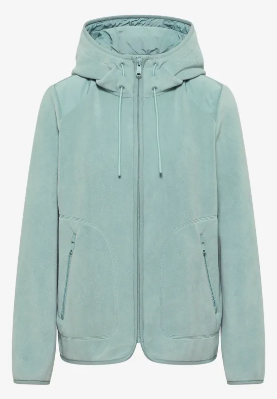 Thumbnail - Cecil Damen Fleecejacke mit Hoodie in Grün, Gr: L