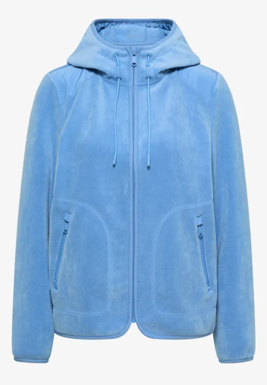 Thumbnail - Cecil Damen Fleecejacke mit Hoodie in Blau, Gr: L