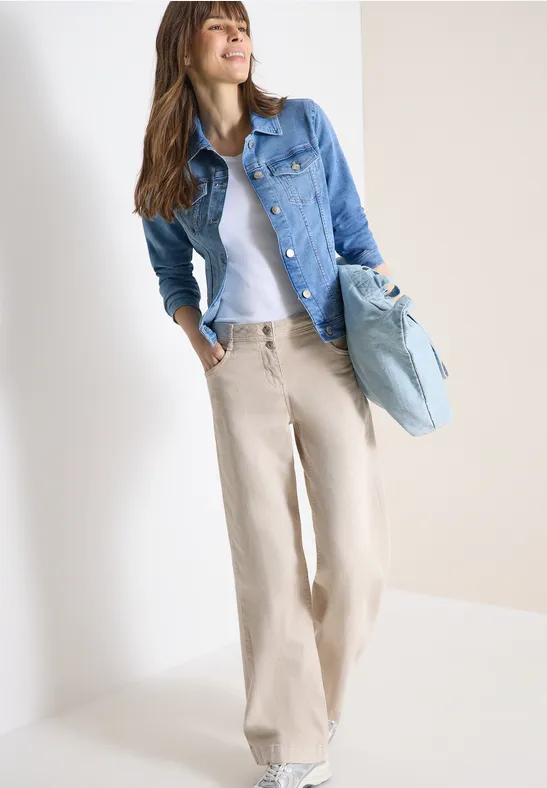 cecil Jeansjacke Brusttaschen Knöpfe Baumwolle-Polyester Blau