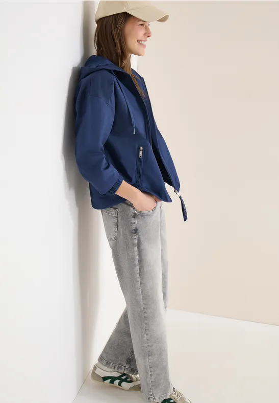 Thumbnail - Cecil Damen Jacke aus Baumwollmix mit Kapuze in Blau, Gr: XL