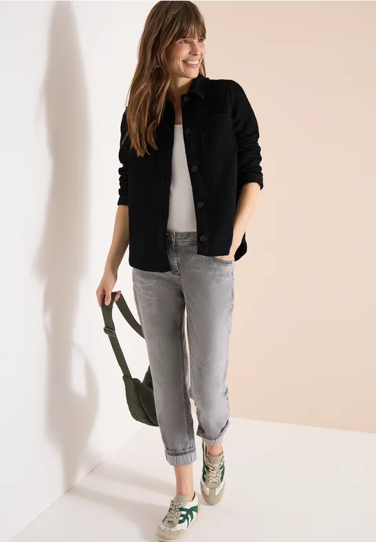 Thumbnail - Cecil Damen Overshirt mit Brusttaschen und Struktur in Schwarz, Gr: XL