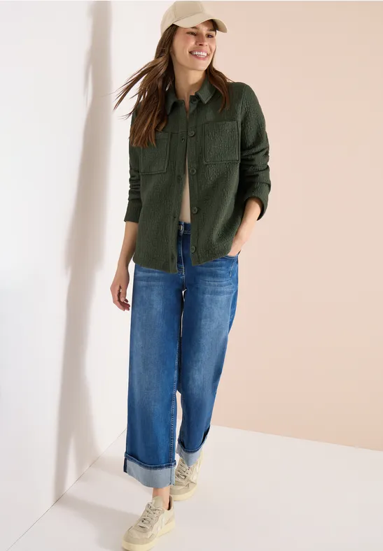 Thumbnail - Cecil Damen Overshirt mit Brusttaschen und Struktur in Grün, Gr: XXL