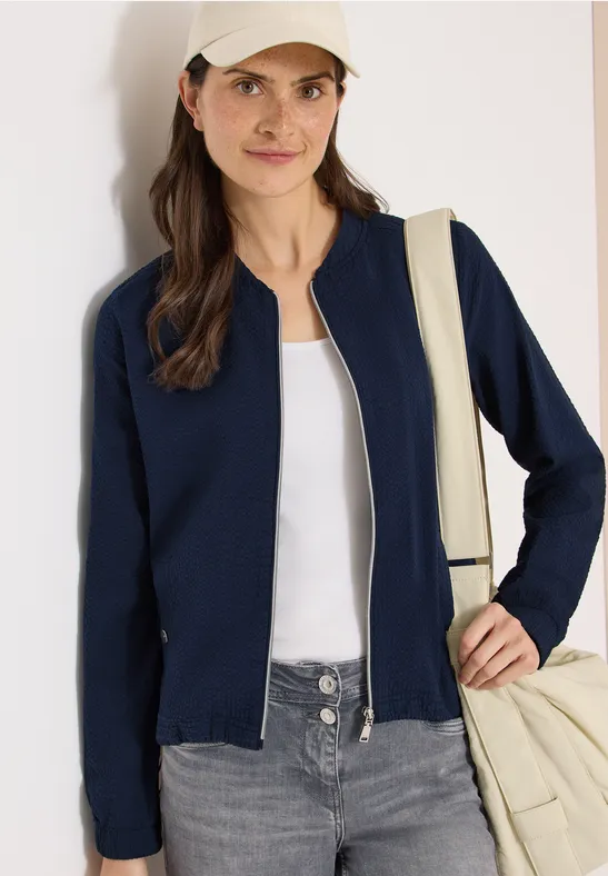 cecil Blouson Seersucker Zipper Baumwolle-Modal Blau