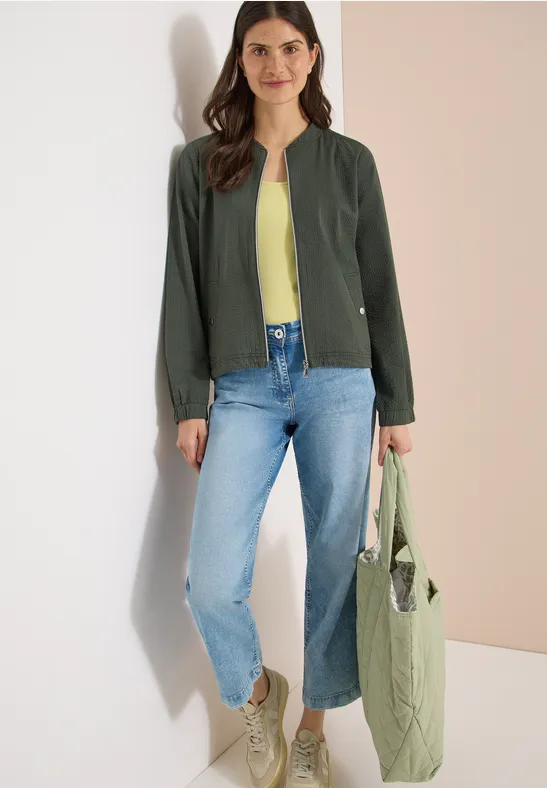 cecil Blouson Seersucker Zipper Baumwolle-Modal Grün
