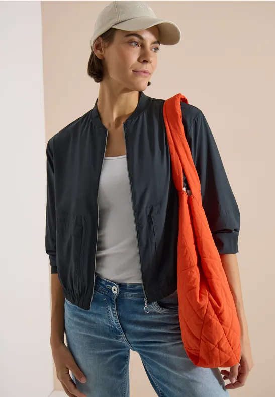 Blouson in Unifarbe mit Zipper