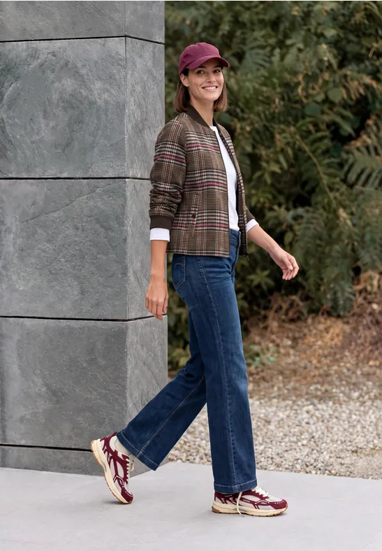 Blouson à carreaux en mélange de laine
