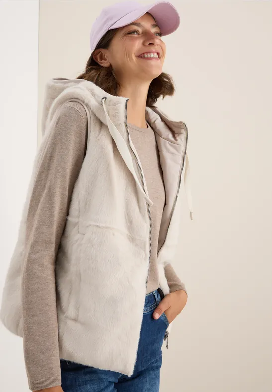 Cecil Femme Gilet réversible en fausse fourrure in Blanc, Gr: XXL