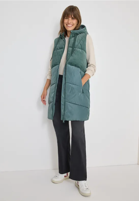 Thumbnail - Cecil Damen Cordmix Puffer Weste in Grün, Gr: L