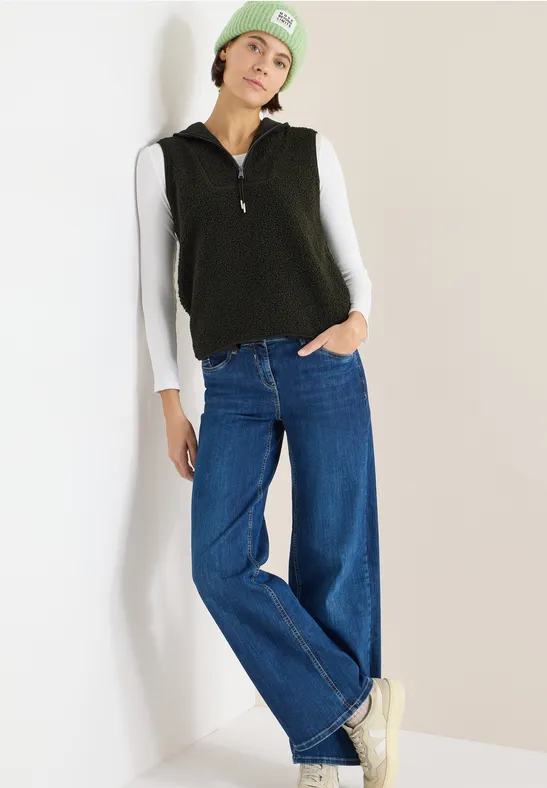 Thumbnail - Cecil Damen Teddy Troyer Weste in Grün, Gr: XXL