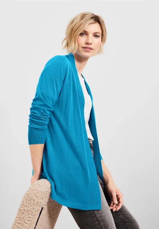 Mouliné Cardigan Für Damen In Blau