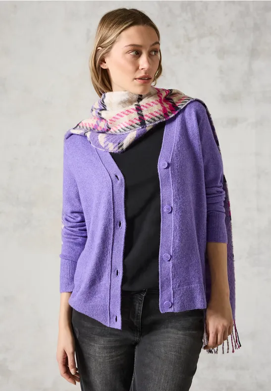 Cecil Femme Cardigan avec patte de boutonnage in Violet, Gr: XXL