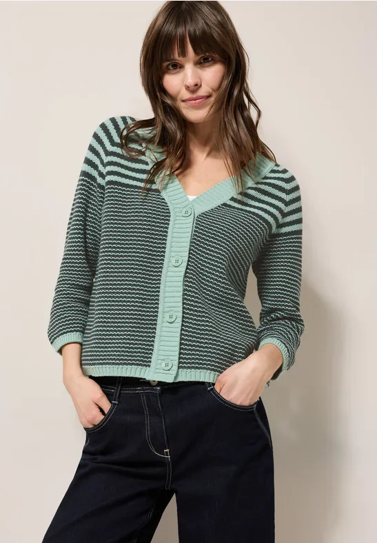 Thumbnail - Cecil Damen Strukturmix Cardigan in Grün, Gr: XL