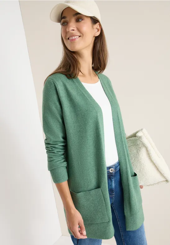 Thumbnail - Cecil Damen Offener Cosy Cardigan in Grün, Gr: S