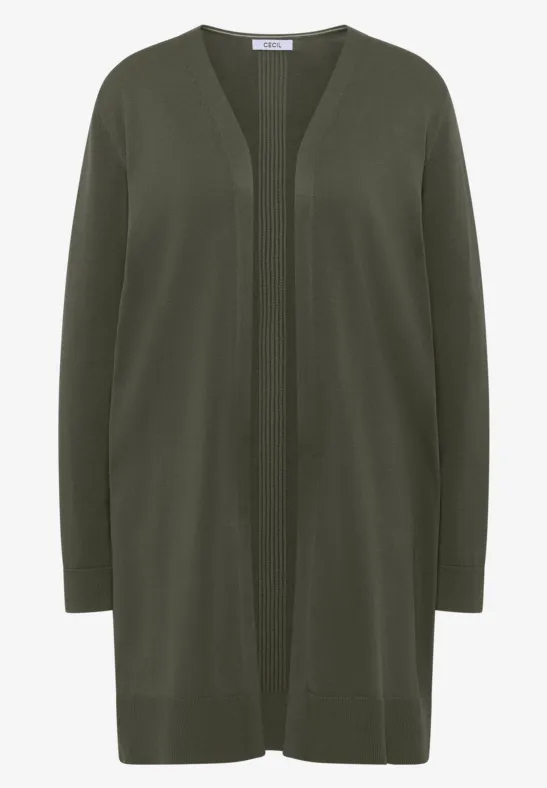 Thumbnail - Cecil Damen Basic Cardigan in langer Passform in Grün, Gr: 3XL