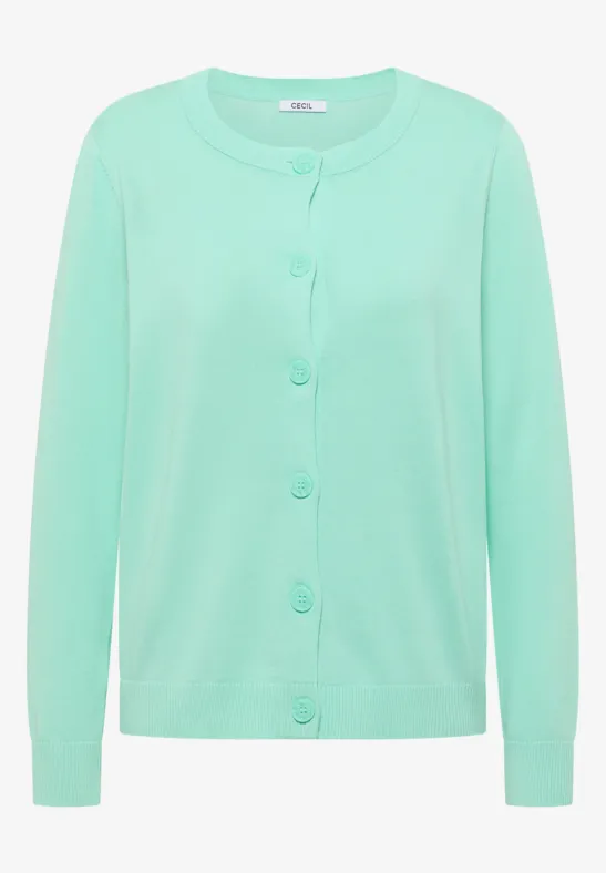 Thumbnail - Cecil Damen Basic Cardigan mit Rundhals in Grün, Gr: XS
