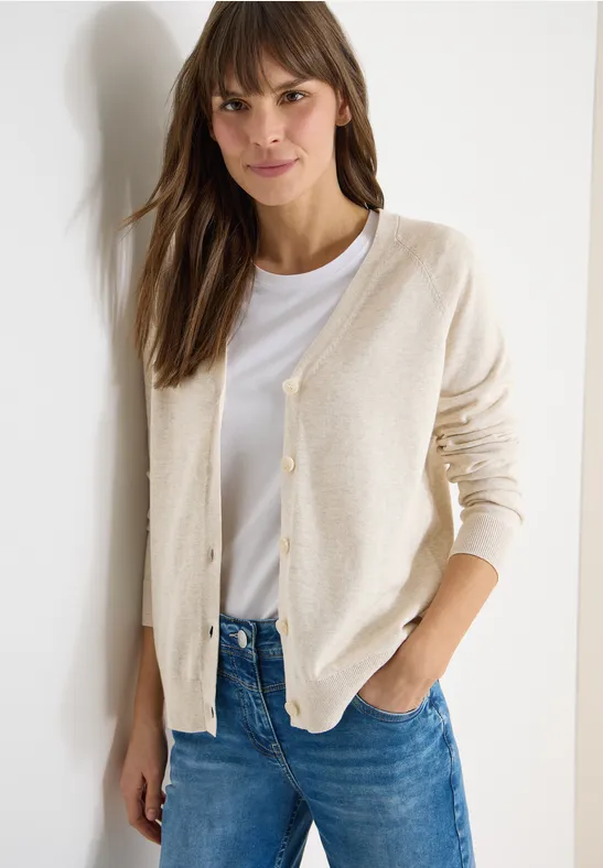 cecil Cardigan Basic V-Neck Baumwolle Beige