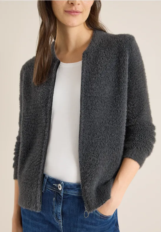 Jacquard Cardigan mit Zipper günstig online kaufen