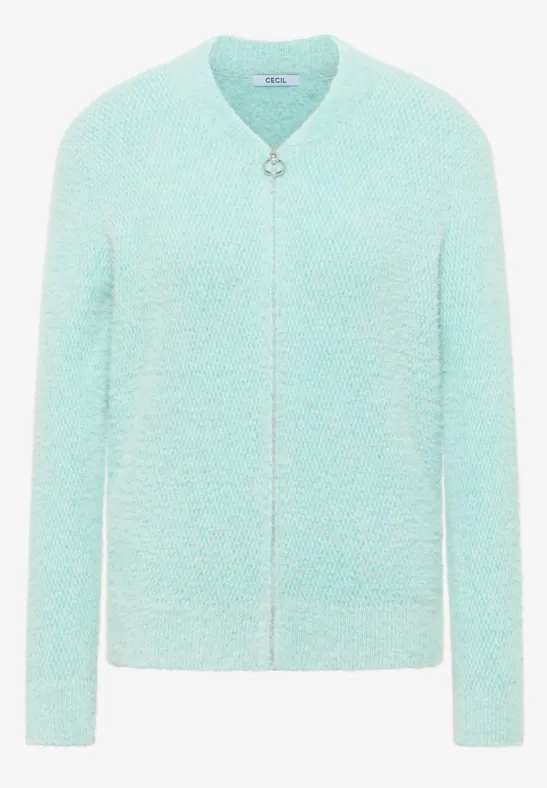 Thumbnail - Cecil Damen Jacquard Cardigan mit Zipper in Blau, Gr: L