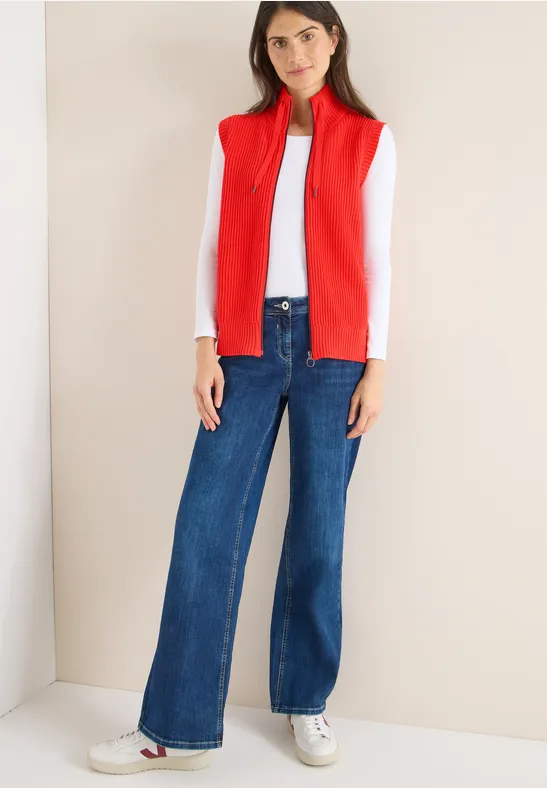 Thumbnail - Cecil Damen Strukturweste mit Zipper in Orange, Gr: XXL