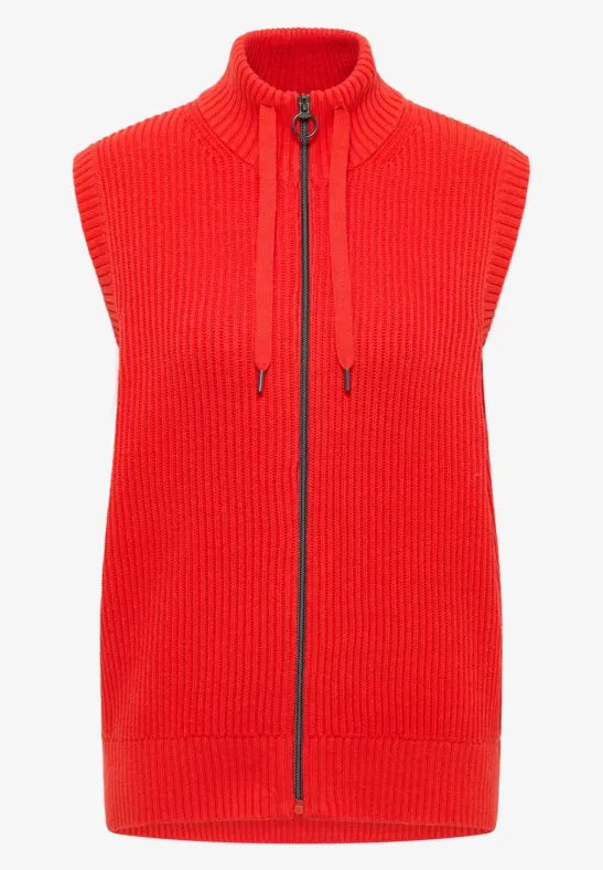 Thumbnail - Cecil Damen Strukturweste mit Zipper in Orange, Gr: XXL