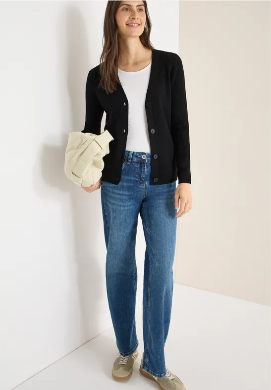 Thumbnail - Cecil Damen Cardigan in Rippstruktur in Schwarz, Gr: L