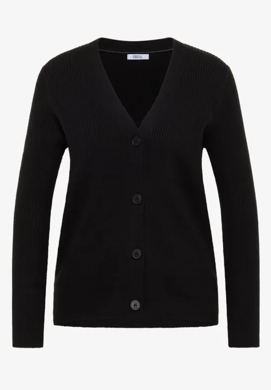 Thumbnail - Cecil Damen Cardigan in Rippstruktur in Schwarz, Gr: L