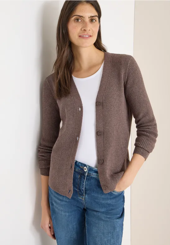 Cecil Femme Cardigan à structure côtelée in Marron, Gr: XXL