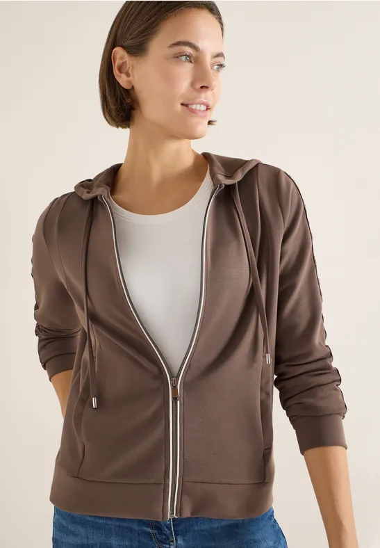 cecil Sweatjacke Gallonstreifen Modal Beige