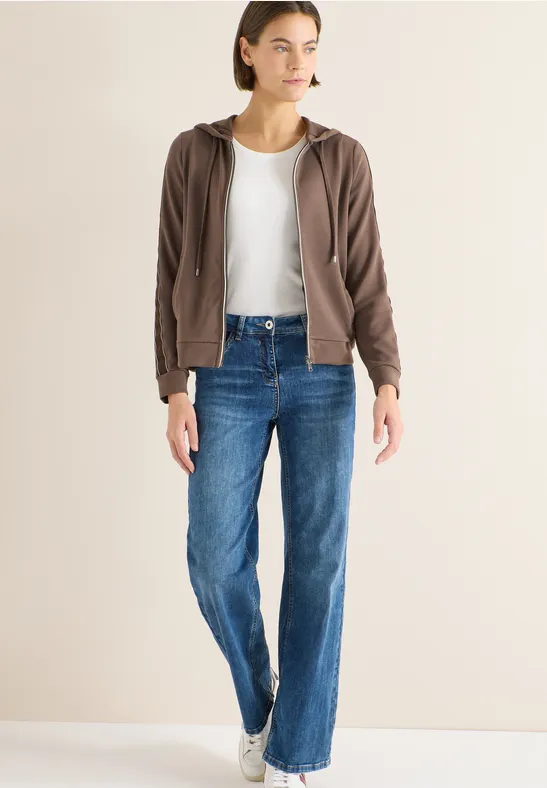 Thumbnail - Cecil Damen Gallonstreifen Sweatjacke in Beige, Gr: M