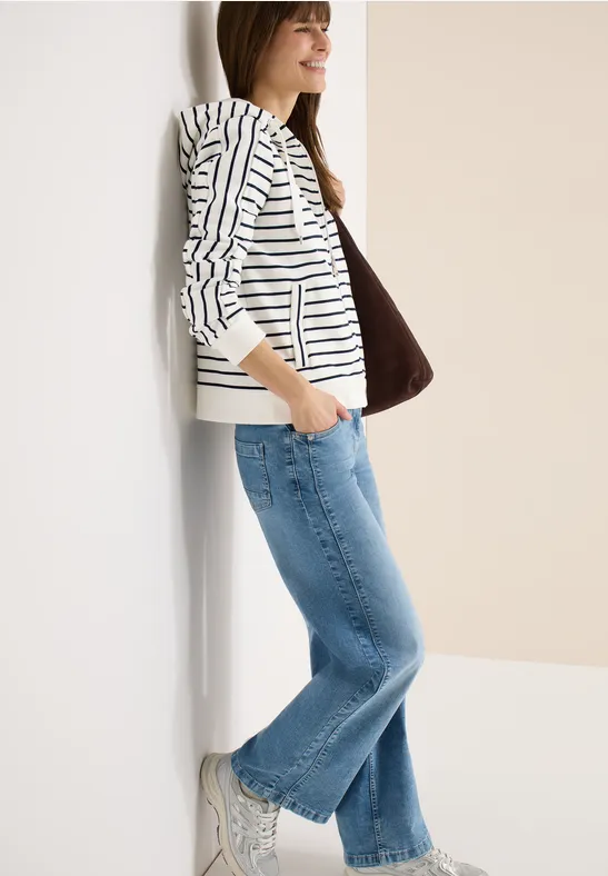 Thumbnail - Cecil Damen Gestreifte Kapuzenjacke in Blau, Gr: M