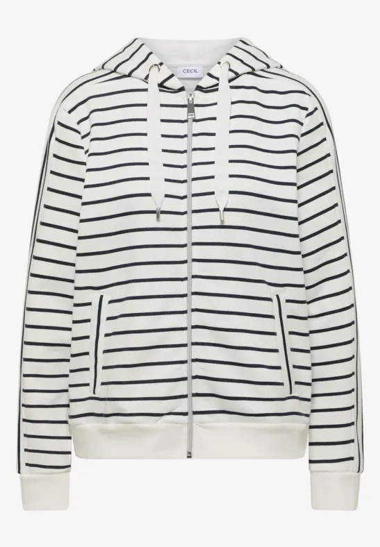 Thumbnail - Cecil Damen Gestreifte Kapuzenjacke in Blau, Gr: M