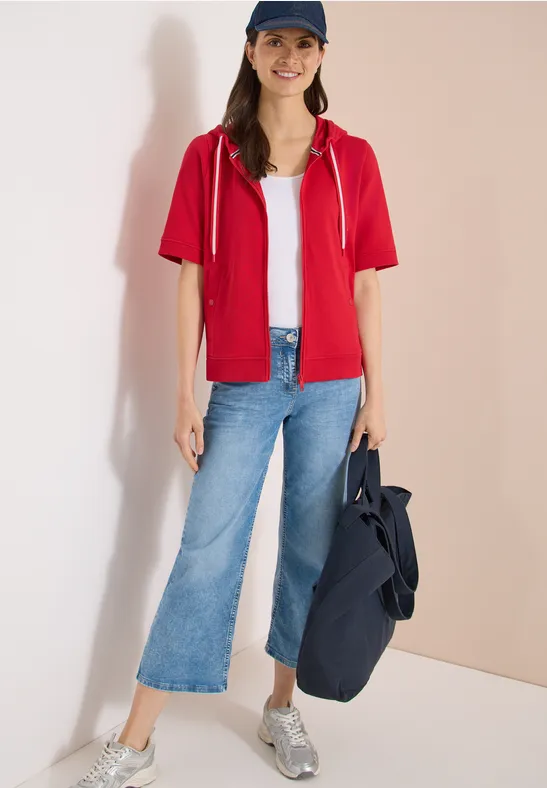 cecil Kurzarm Hoodie Jacke Kapuze Tunnelzug Rot