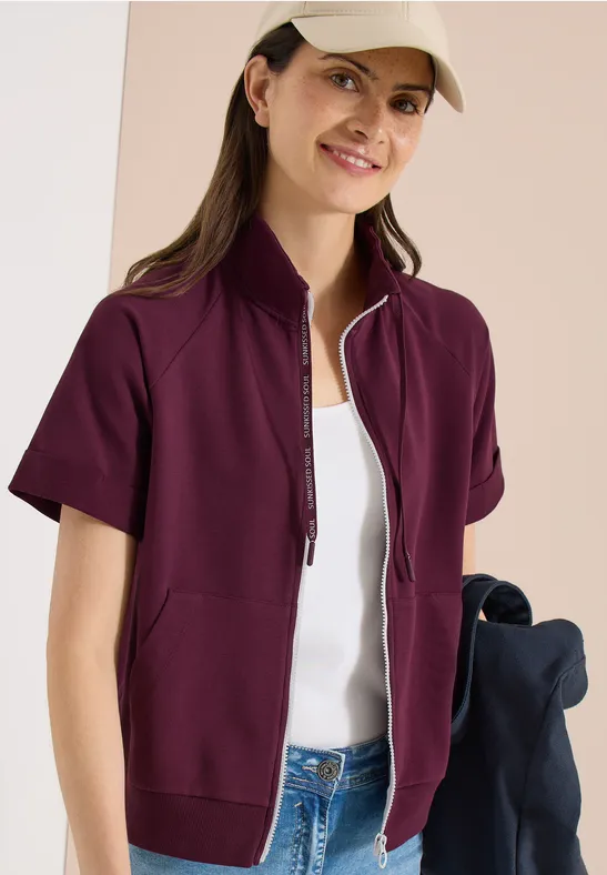 cecil Kurzarm Sweatjacke Zipper Stehkragen Rot