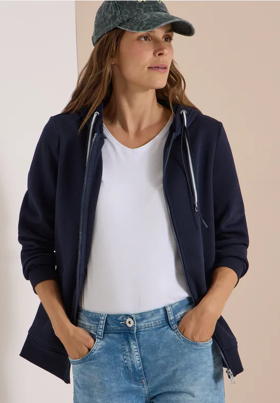 Sweatjacke mit angerauter Oberfläche