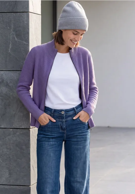 Cardigan zippé à col montant